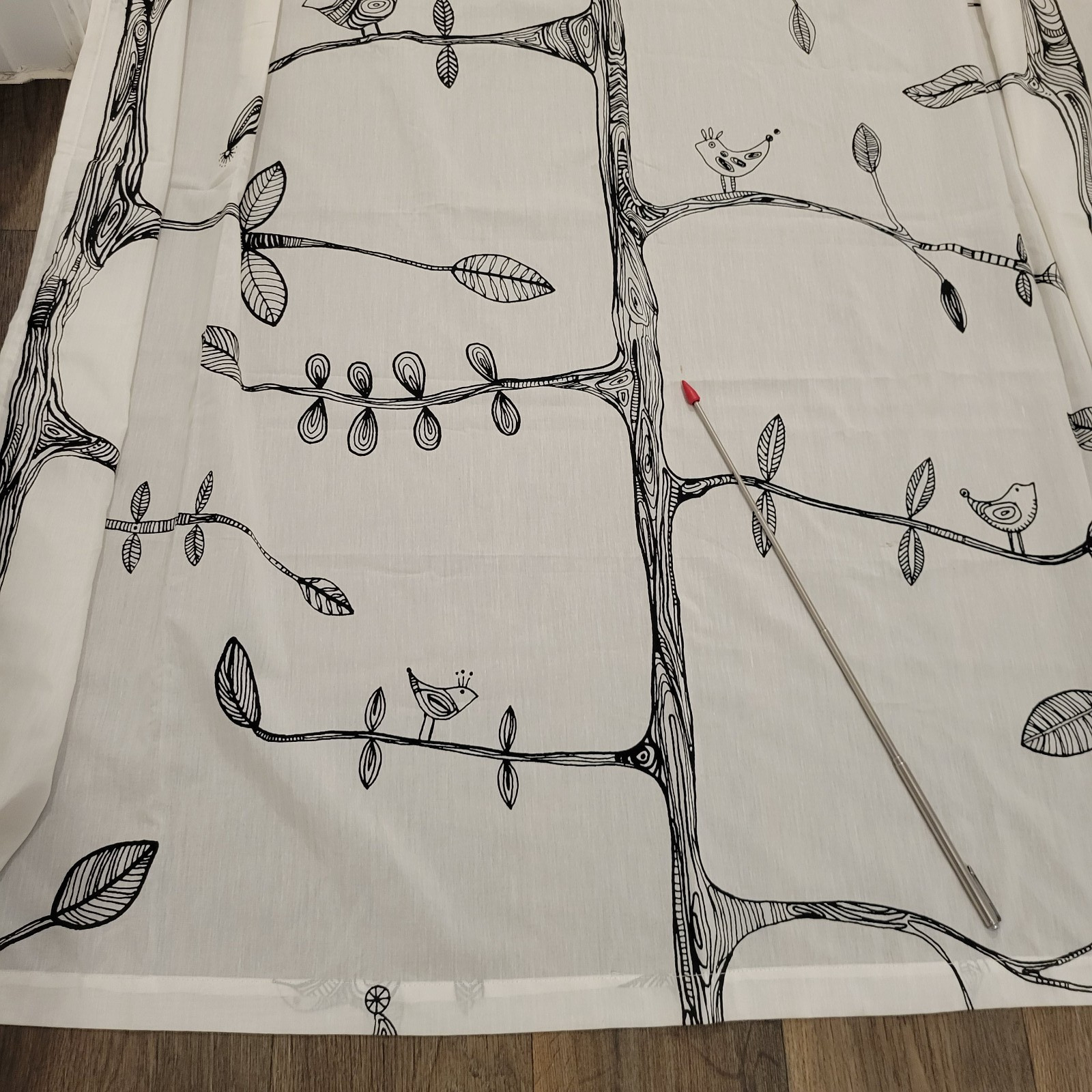 IKEA EIVOR Panel (1) 57×99 WH-BL Bird Tree Kajsa Aronsson Light Filtering