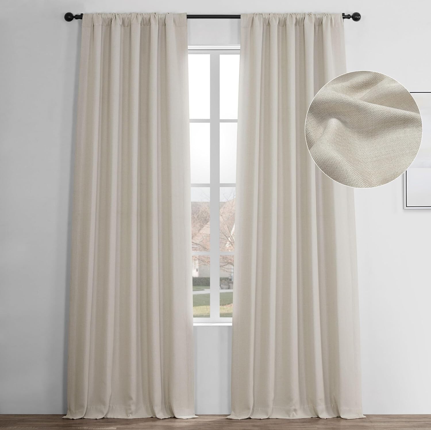 1 Panel Birch 120″L x 50″W Linen Darkening Curtains For Bedroom Living Room
