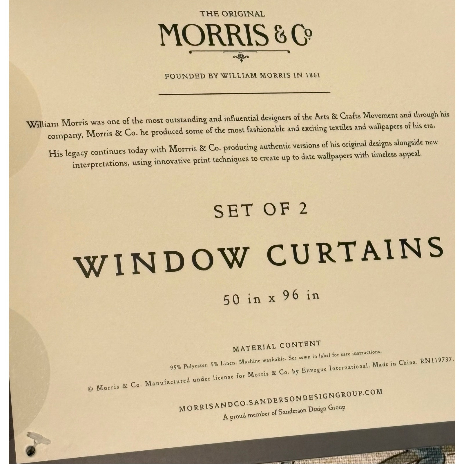 William Morris & Co. Window Curtains Panels Lodden Set Pair 50 X 96” Blue Drapes