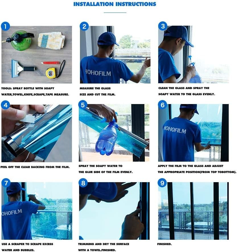 Transparent Colored Window Decorative Film Tint Sun Blocking Heat Control DIY