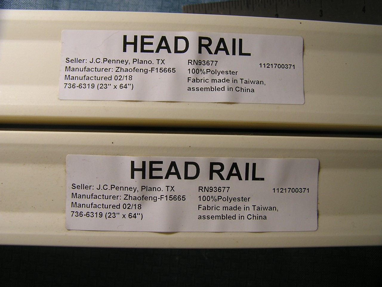 Cellular Shades, cordless, Lot = 2 pcs, 22 3/4″ W x 64″L, Ivory / Alabaster