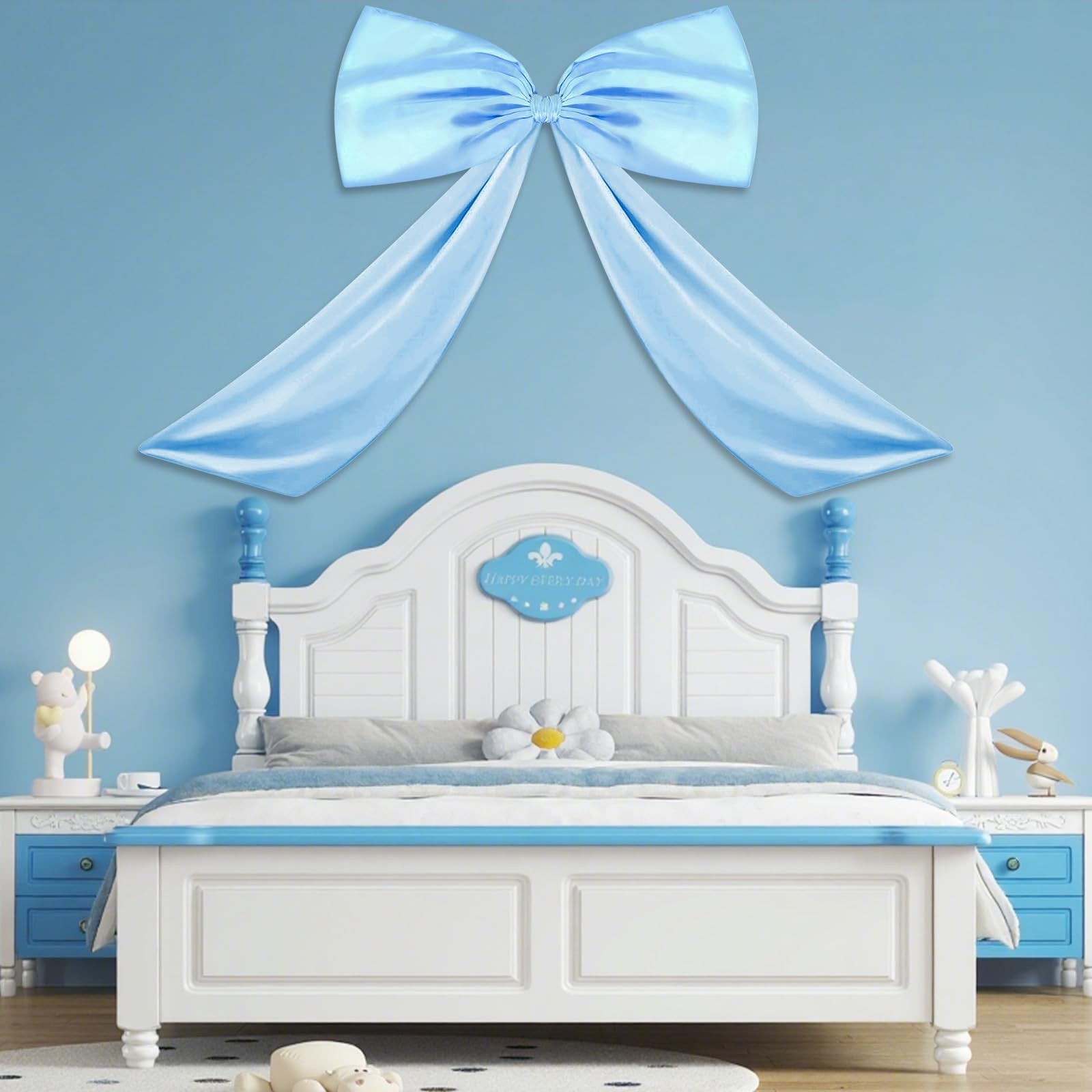 24×36 Inch Giant Sky Blue Bow Decor Big Wall Ribbon Coquette Backdrop