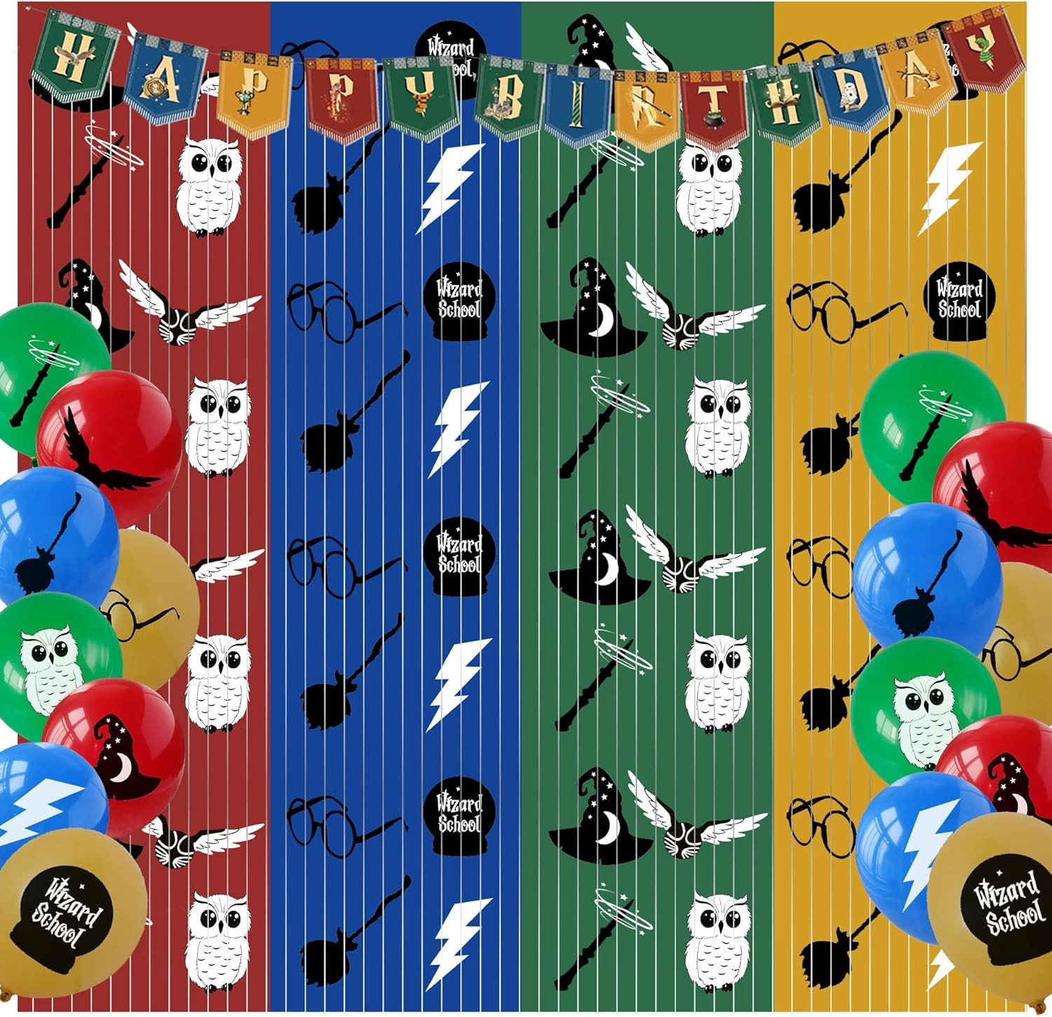 2 Pack Magical Wizard School Themed Beaded Curtain – 6.6FT X 3.3FT – Magical Wiz