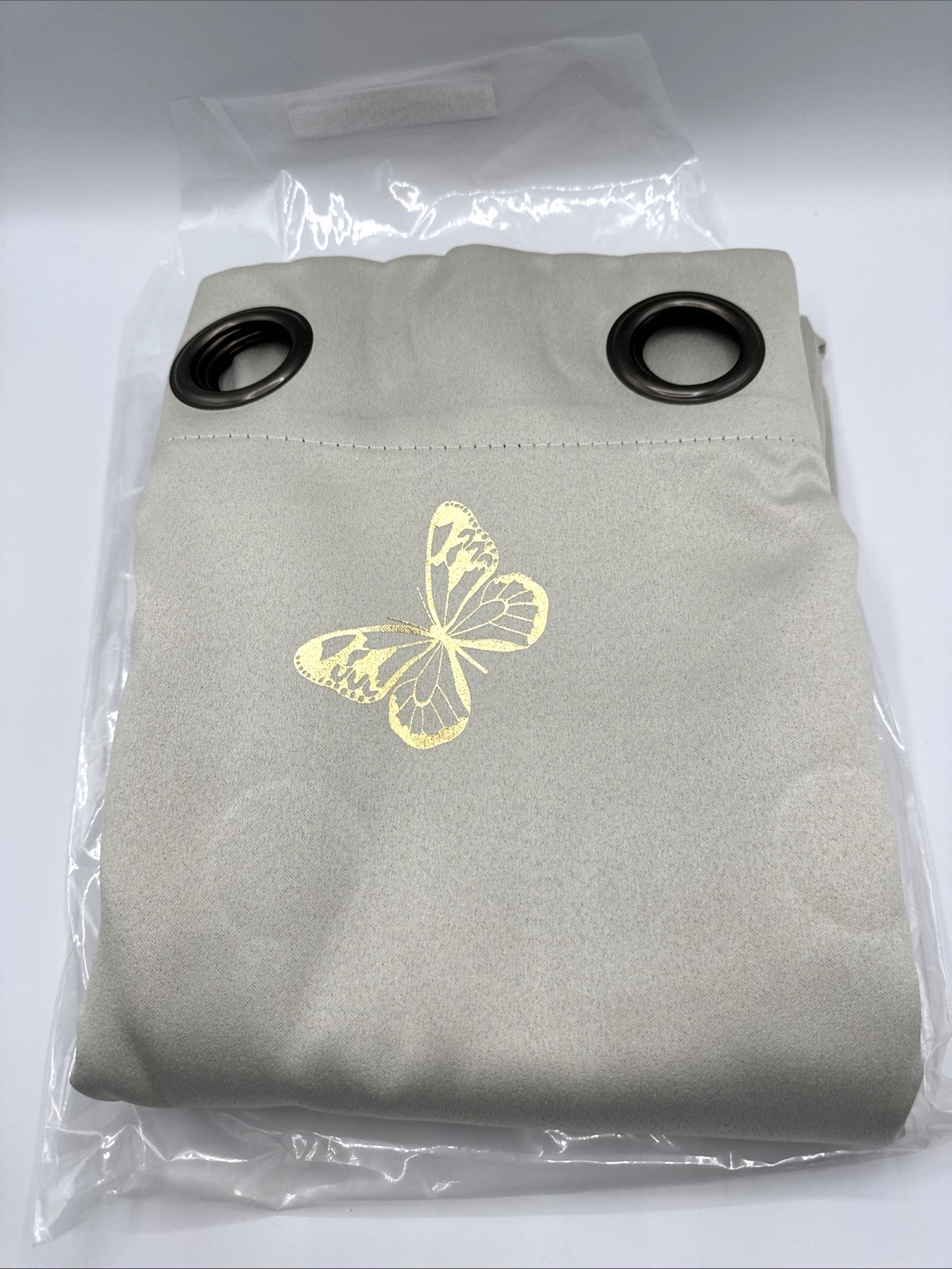 Butterfly Blackout Curtains 2 Panels 52”x54” Beige with Gold Metallic
