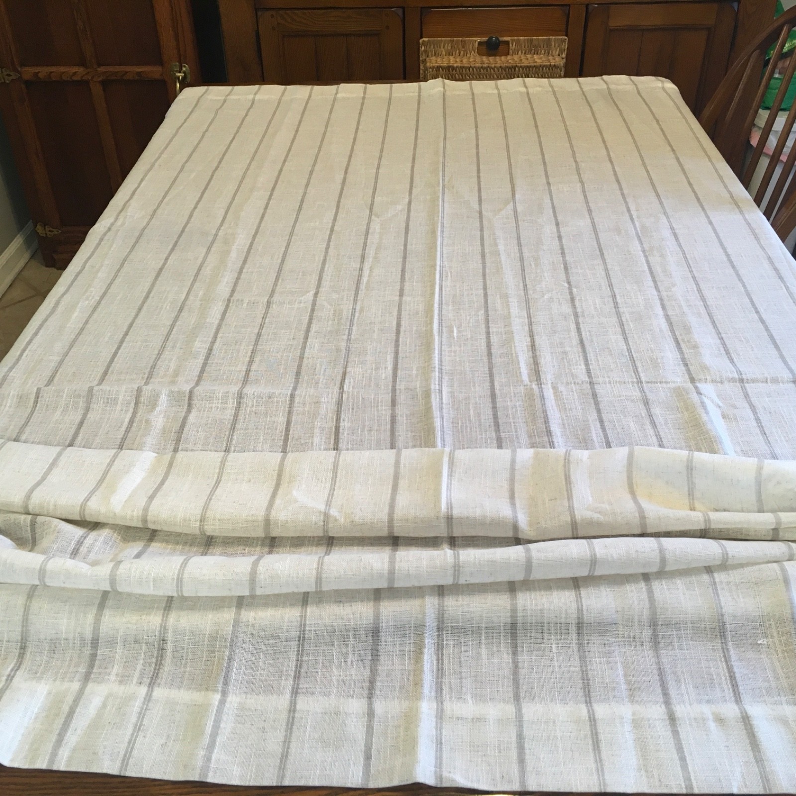Allen Roth Curtain Panel 51×95 natural beige / white with gray stripes
