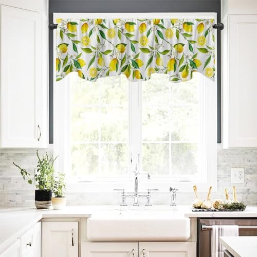 Nature Window Exotic Lemon Tree Branches Treatment Valance Watercolor Yellow