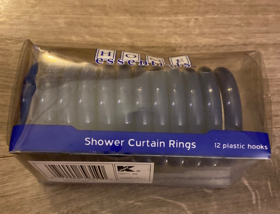 home essentials shower curtain rings blue plastic hooks Kmart new 12 Plastic