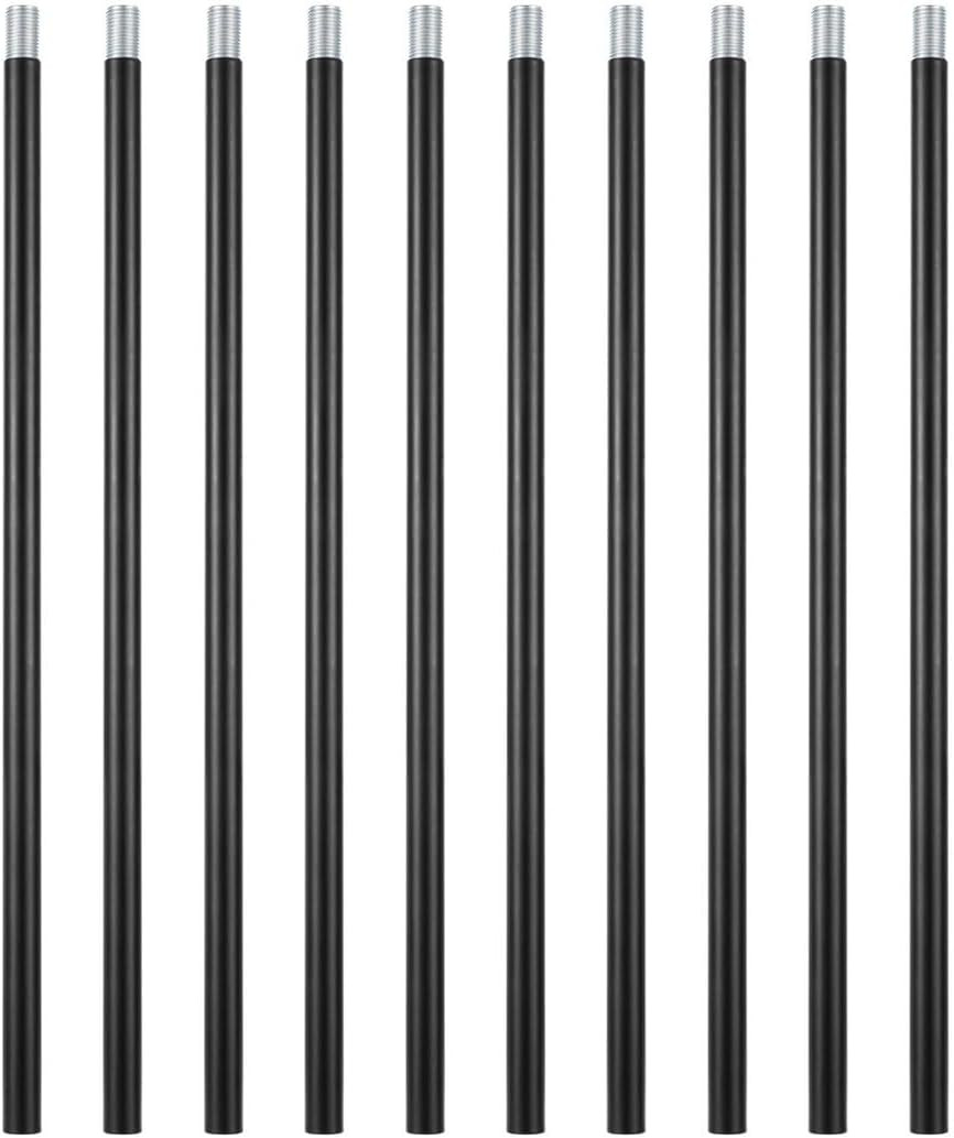 Matte Black M10 Threaded Extension Rod, 10 PCS 12 Inches Threaded Extension Rod