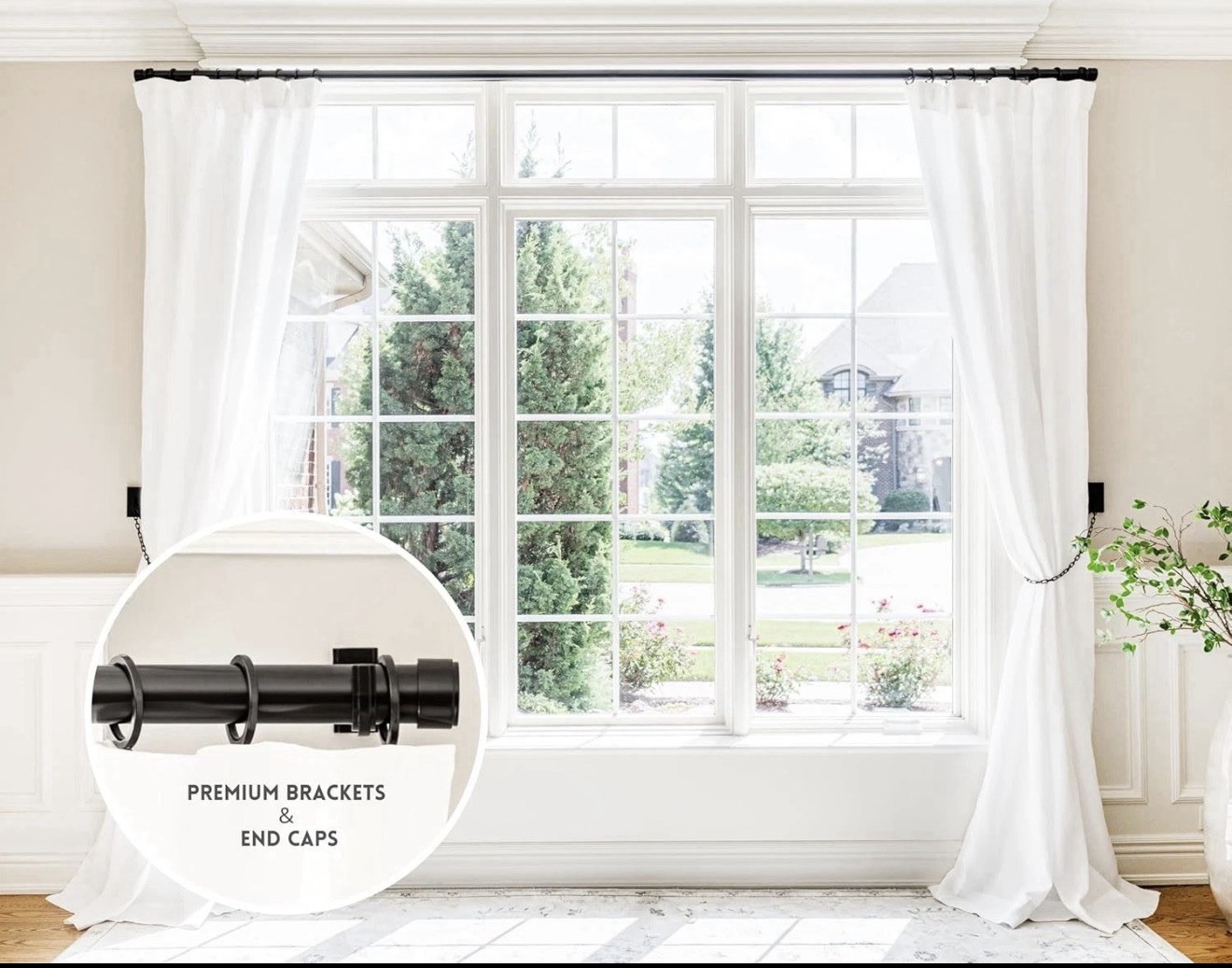 BlastHome Luxury TUXEDO BLACK 3 1/2ft Custom Curtain Rod 1 1/4″ Diameter