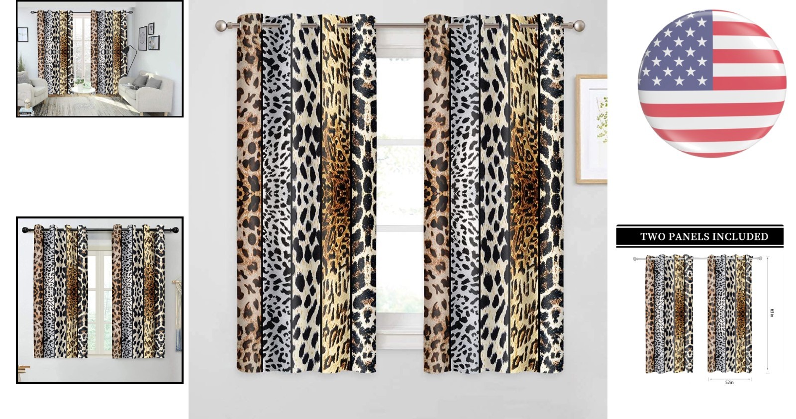 100% Polyester Blackout Drapes with Animal Pattern 52″x63″ – Easy Care & Stylish