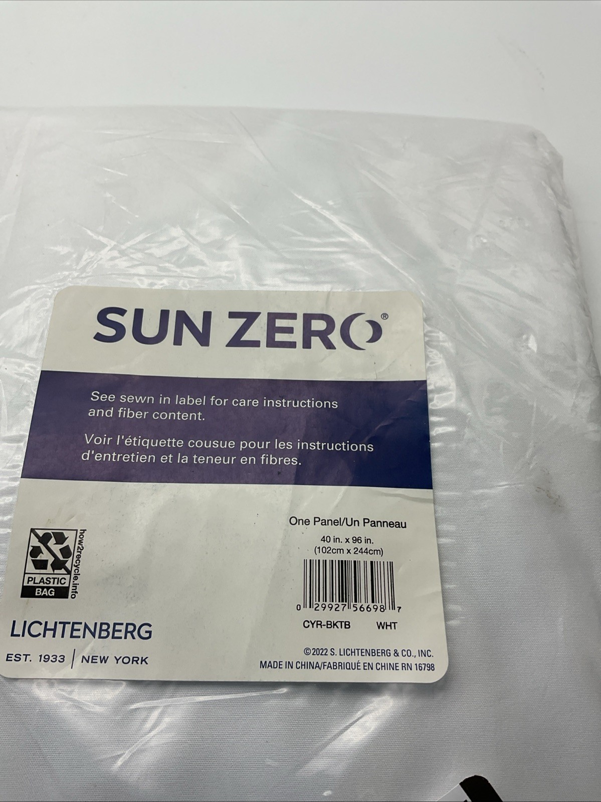 Sun Zero Cyrus100% Blackout Back Tab Curtain Panel Winter White 40in x 96in