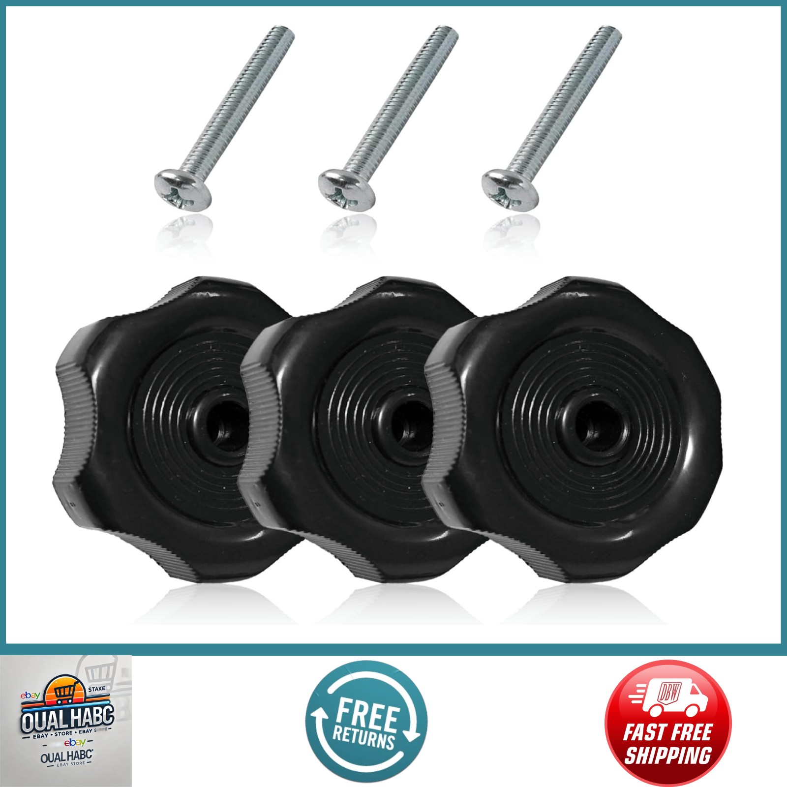 3Packs RV Window Crank Knob Replacement, 1” Shaft,2-1/4” Diameter for Trailers