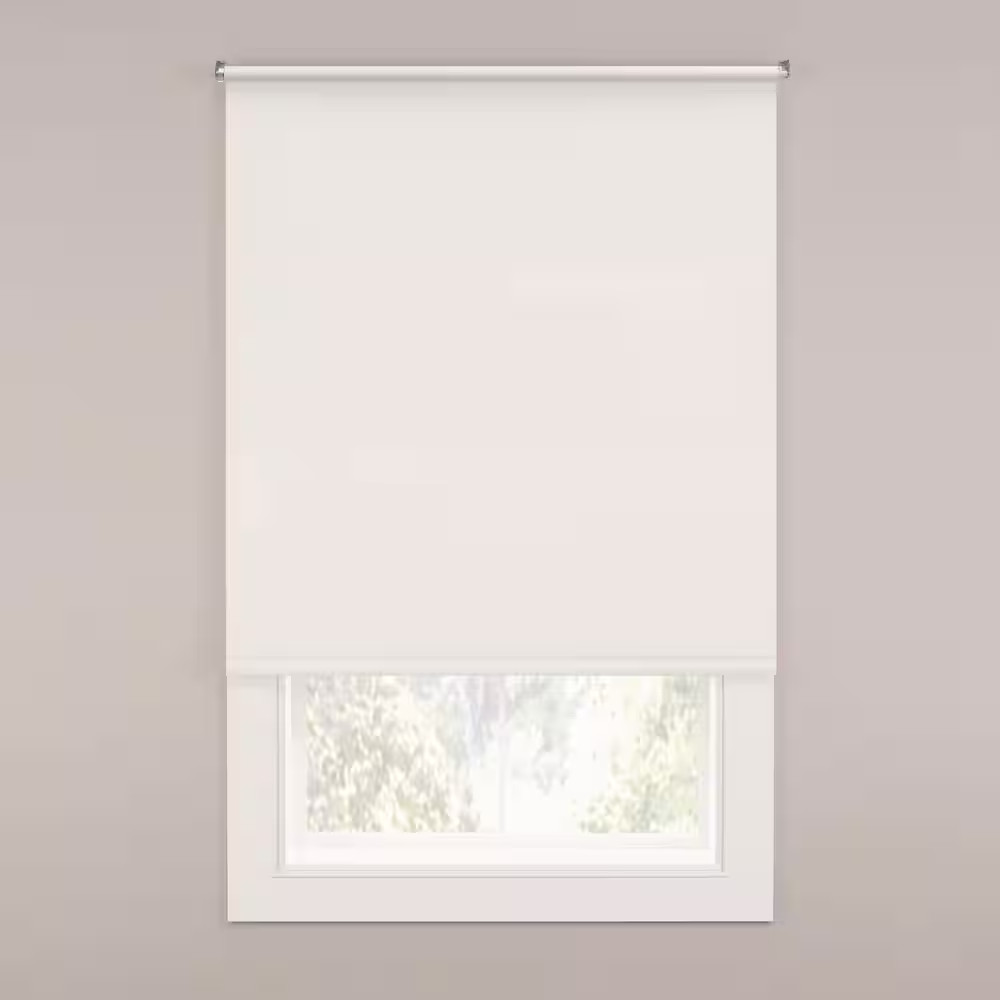 Cut-To-Size White Cordless Light Filtering Vinyl Roller Shade 37.25 In. W X 72 I