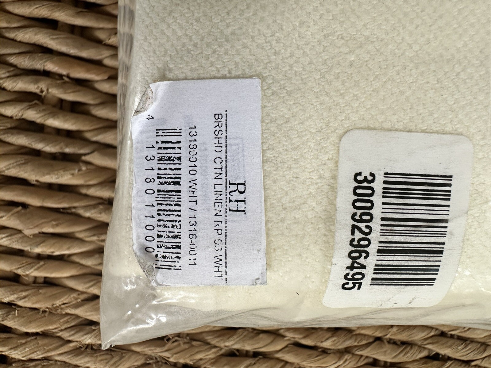 ONE Restoration Hardware Brushed Linen Cotton Curtain Warm White 50X96in