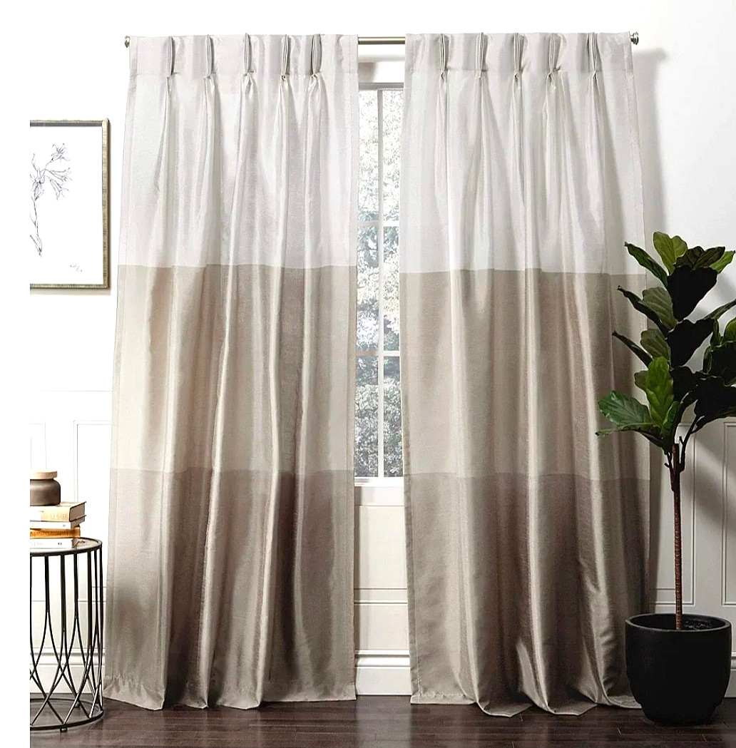 54 x 96 Taupe Exclusive Home Curtain Pair Chateau Light Filtering Pinch Pleat