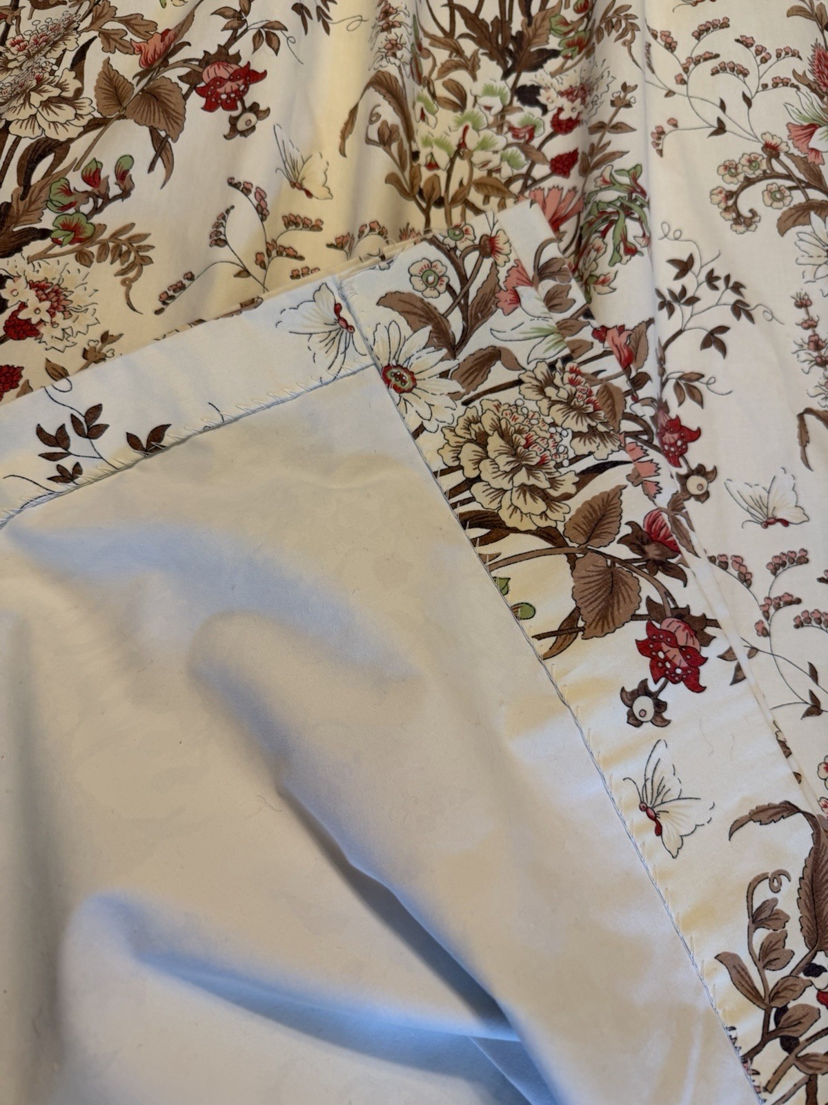Pair of 2 Botanical Cottage Floral Pinch Pleat Curtain Panels-84”-Handmade