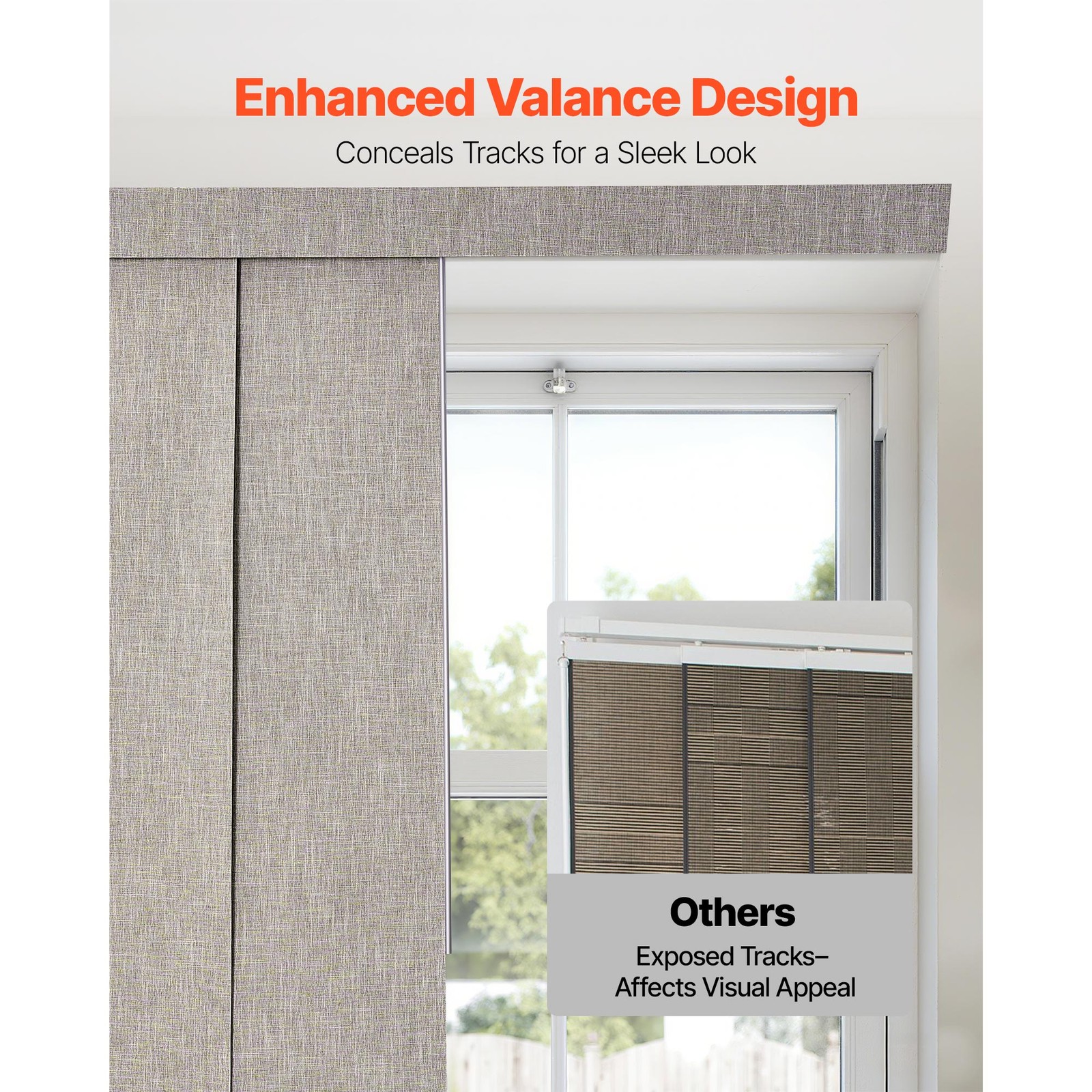 Uimoso Adjustable Panel Track Blinds, Extendable 45.8-86in,rown/Gray/White