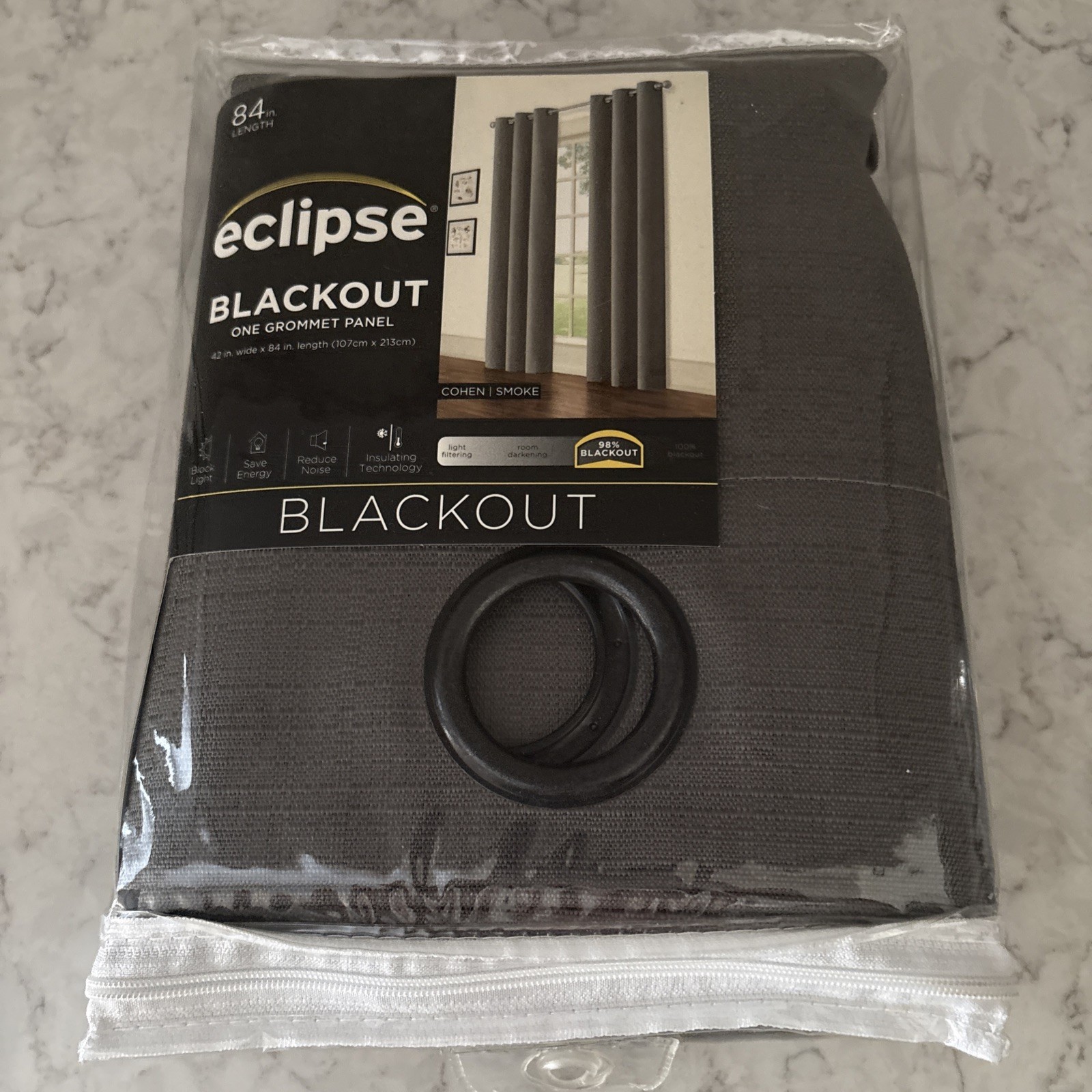 Eclipse Blackout Cohen Smoke Color Window Panel 42 x 84 New