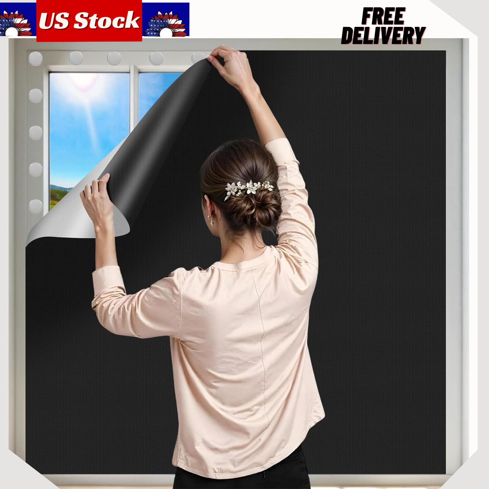 **Blackout Window Cover Portable Blackout Curtain Cuttable 40×57 Inch**