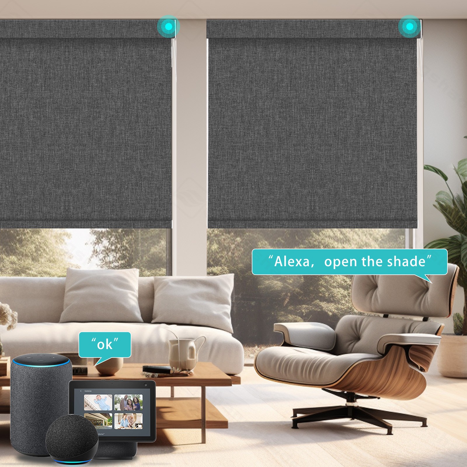 Changshade Smart Blackout Roller Shade with Remote Control Automatic Window Blin