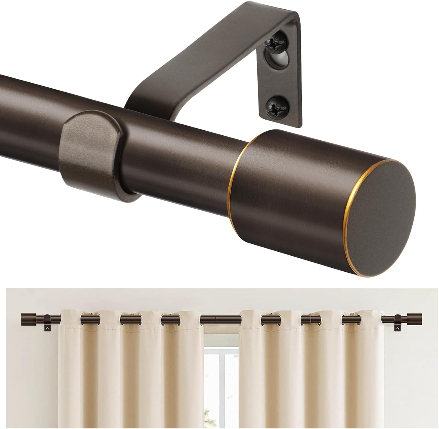 Curtain Rod 32 to 58 Inch(2.6 to 4.8 ft) Adjustable Splicing Window Curtain Rods