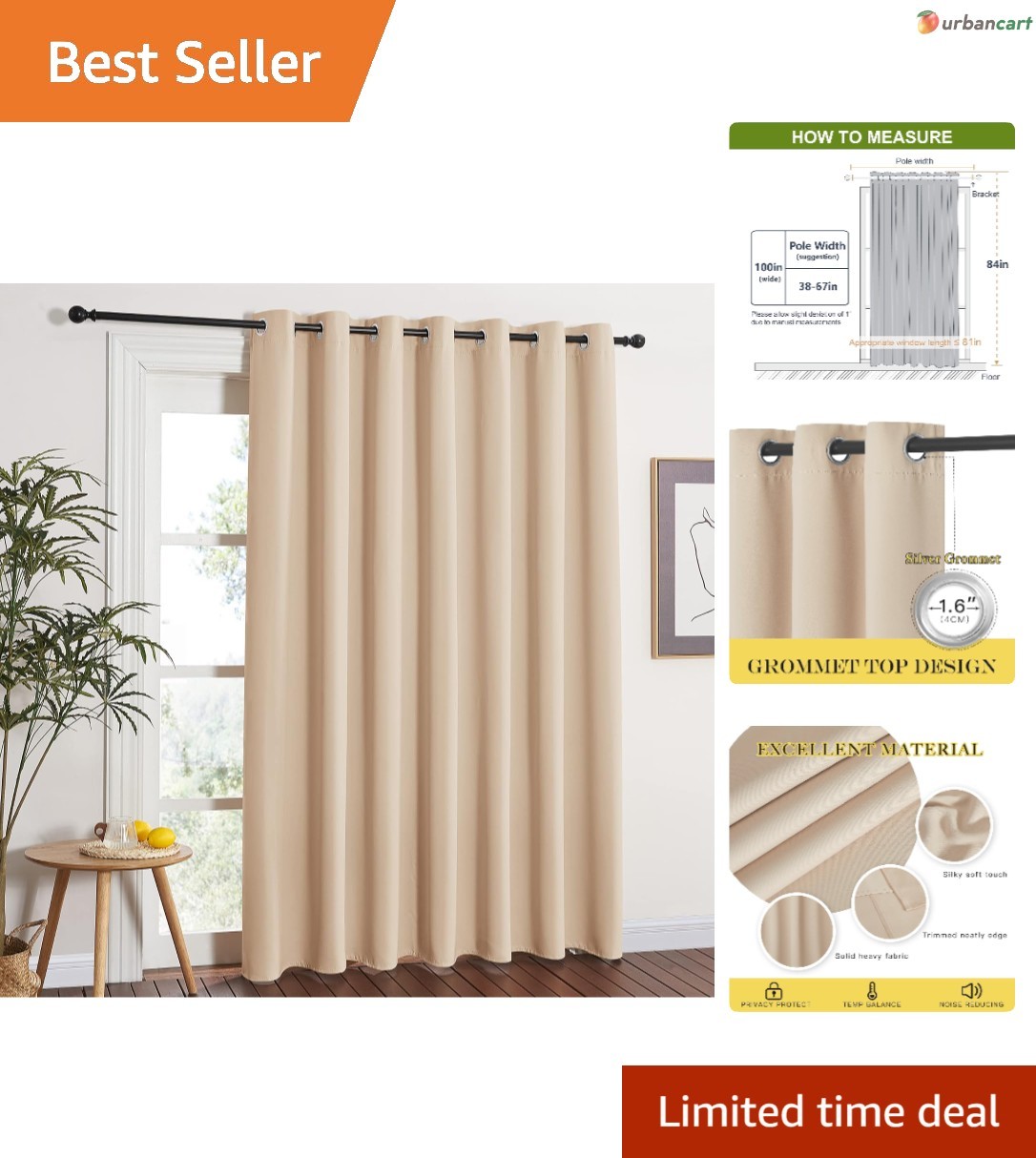 EnergySmart Noise-Reducing Grommet Patio Door Curtains