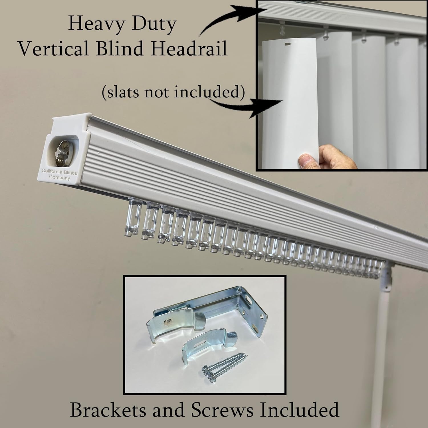Vertical Blind Headrail Custom Made to Your Size & Stack