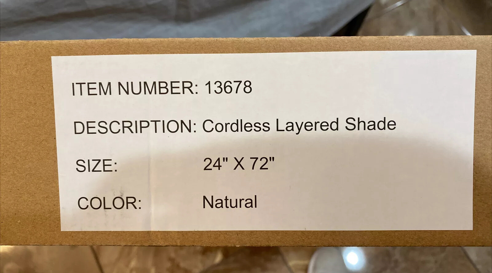 Cordless Sheer layered shade-24”x72”-natural by Universal Home Fashions