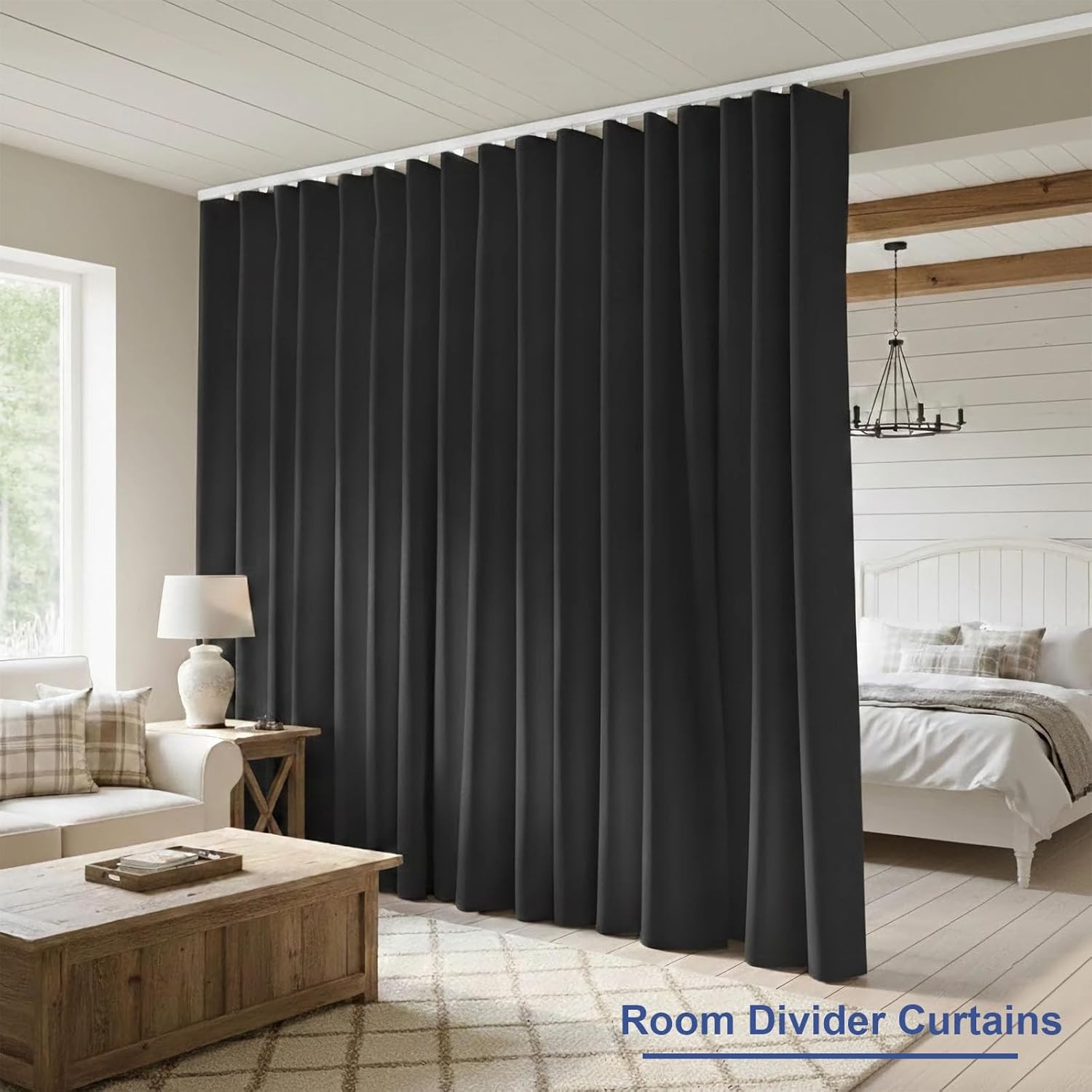 Room Divider Curtains, Blackout Ceiling Track Curtains with Hooks Wall Dividers
