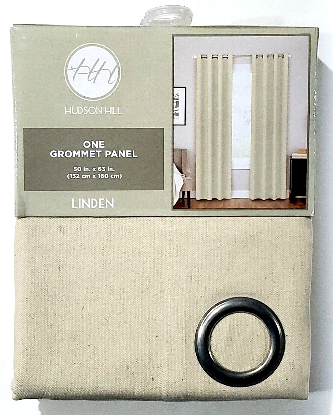 HH Hudson Hill One Grommet Panel 50x63in Linden Natural Fits 1.5 In Rod