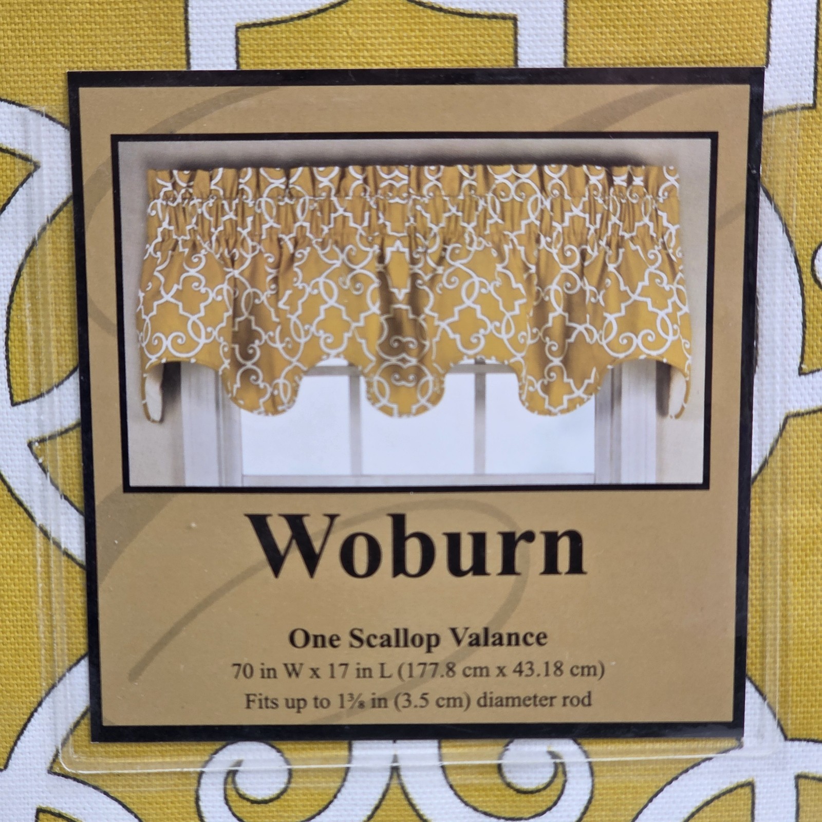 Woburn Geometric Moroccan Trellis Scallop Rod Valance 70″X17″ Sunflower Yellow