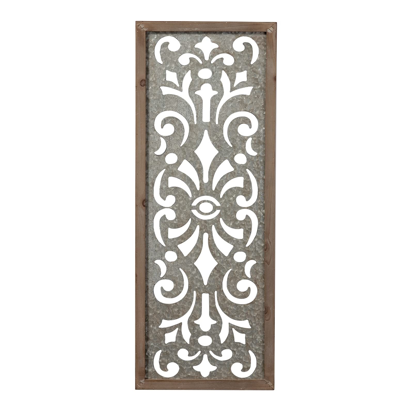 Farmhouse Galvanized Wall Decor, 12″ x 32″, Hanging Window Pane, Wood & Metal…