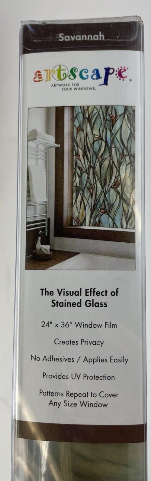 NEW 24×36 FLORAL Stained Glass Privacy Static Cling WINDOW FILM