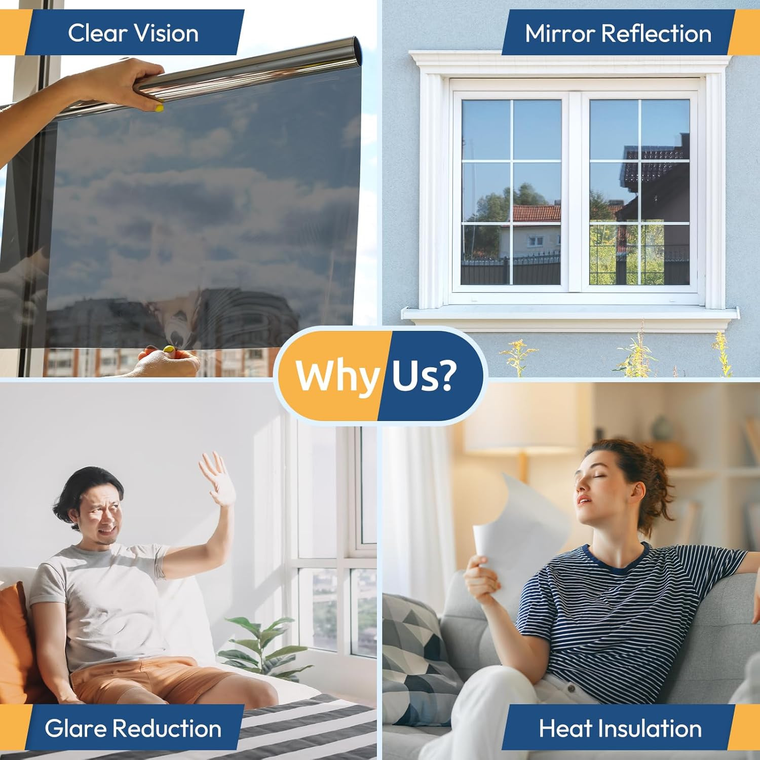 Rabbitgoo One Way Window Privacy Film Window Tint for Home, Reflective Mirror S