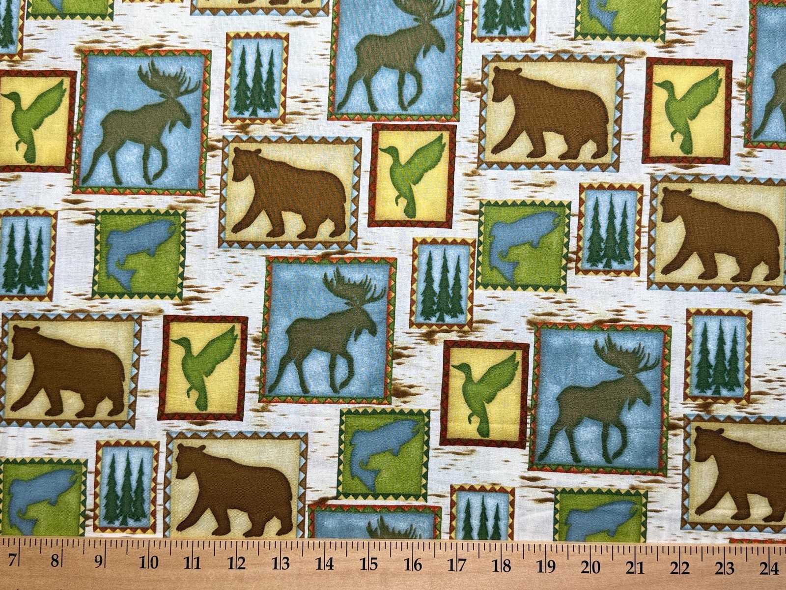 Forest Wildlife Valance Bear Moose Duck Silhouette Stamp Cabin Lodge Curtain