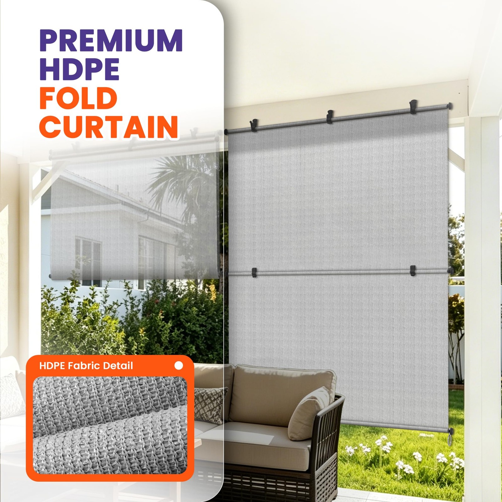 PATIOBREEZE 4’Wx6’H Outdoor Roller Shade Patio Cordless Blinds Roll Up Shade …