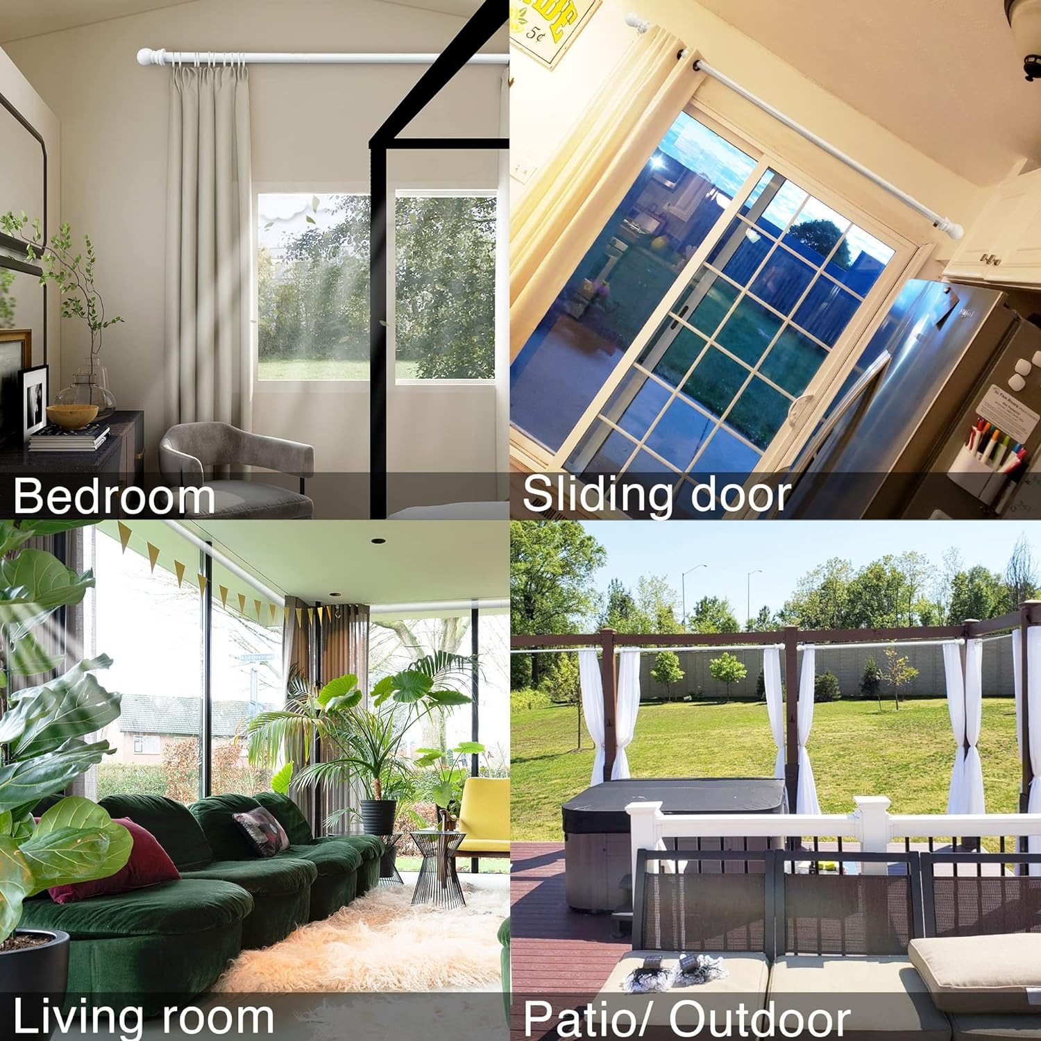For Window size 36″-62″ long Matte White HD metal Window Curtain Rod rail 1 pack