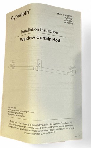 Byondeth Black Window Curtain Rod – Adjustable Metal Drapery Rod