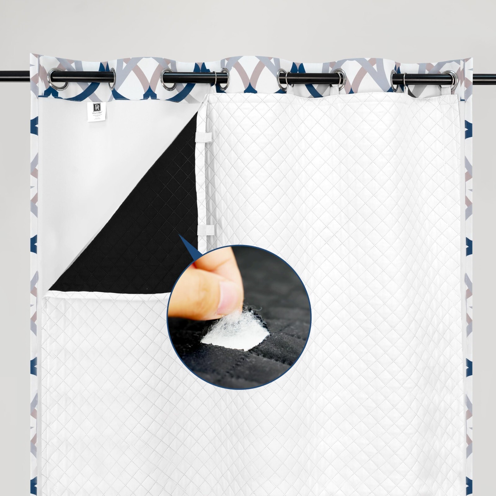 2 Soundproof Thermal Insulated Quilted Curtain Liners Noise Reducing for Bedroom