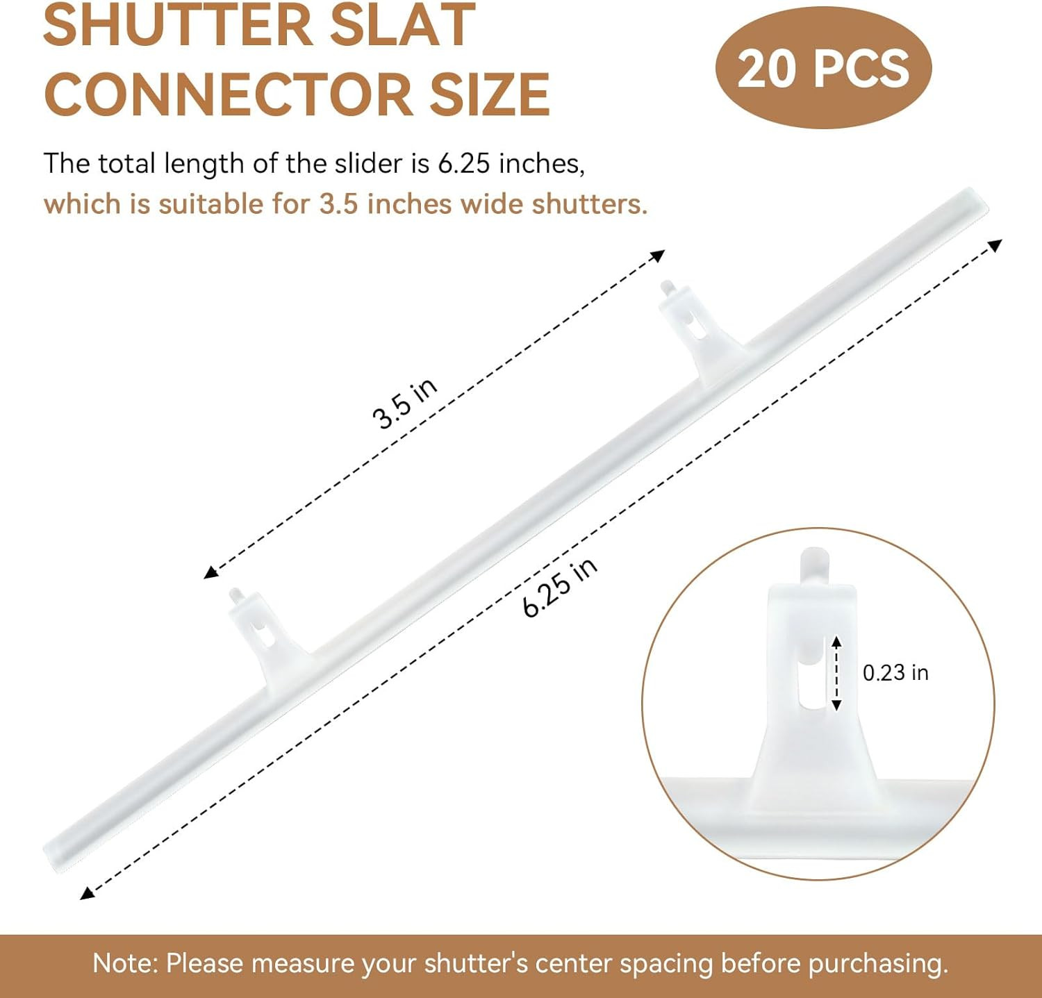 Qty 20. Shutter Vane Repair Slider Connector, Shutter Tilt Rod Connectors Replac