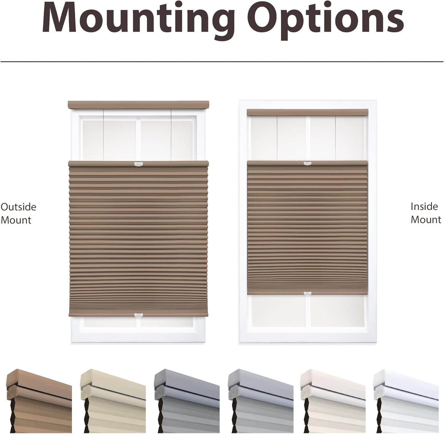 Cordless 1.5″ Blackout Cellular Shade, Top Down Bottom Up, Latte, 52″x48