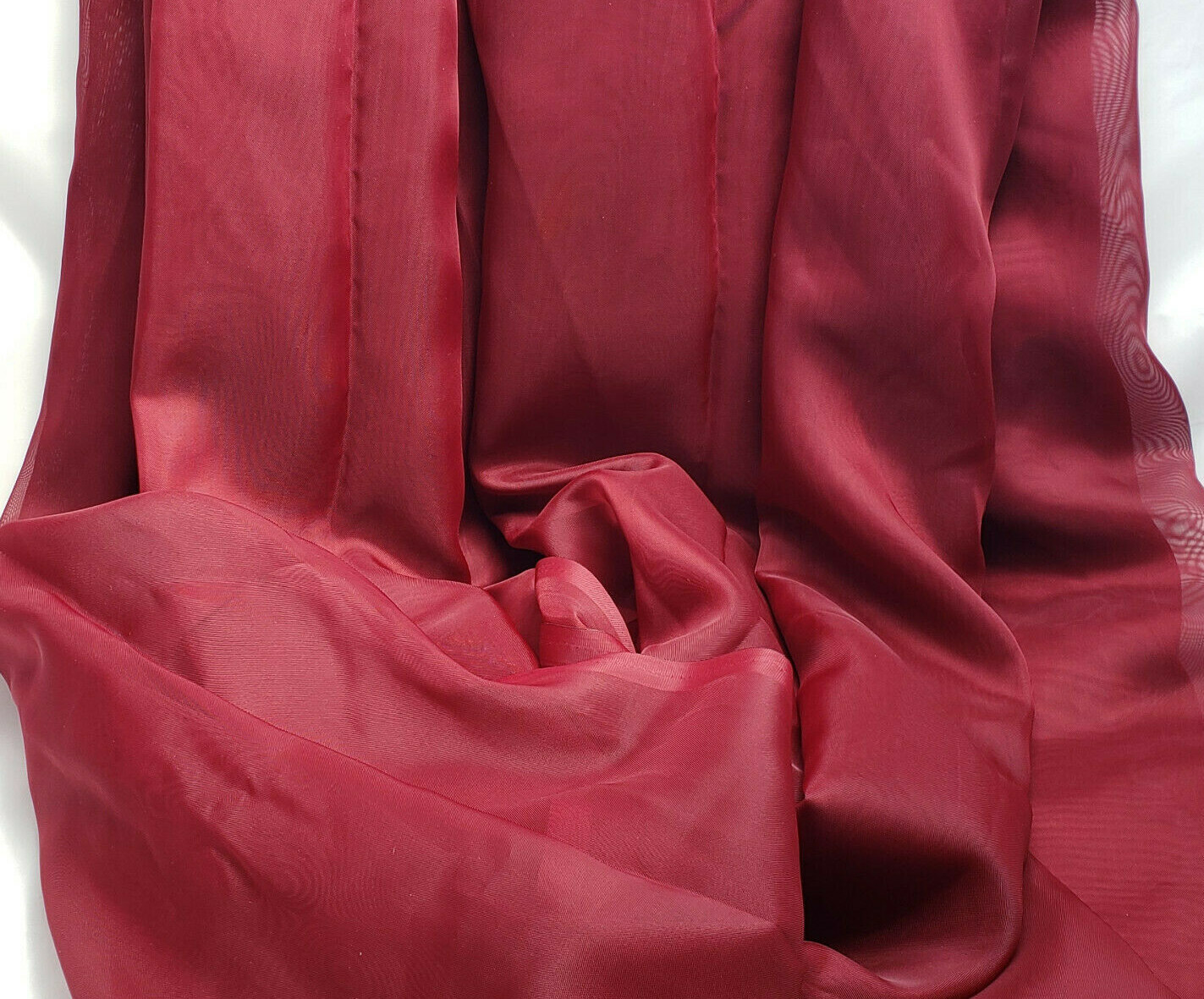 Scarf Valance Window Topper, Burgundy Voile Sheer Swag Curtain Accent, 55″x210″