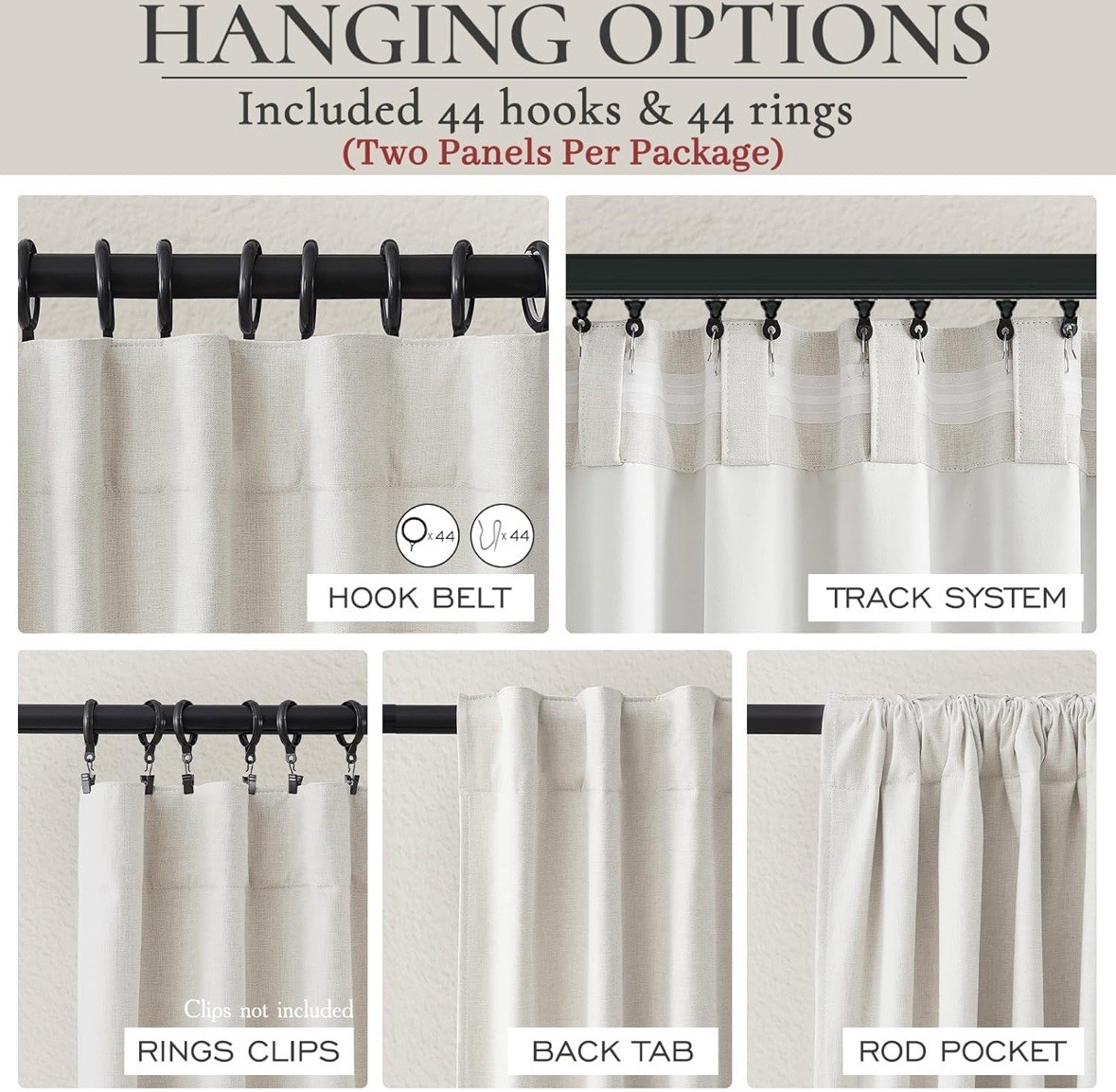 Extra Wide 60×102 Thick Linen Blend Blackout Curtains