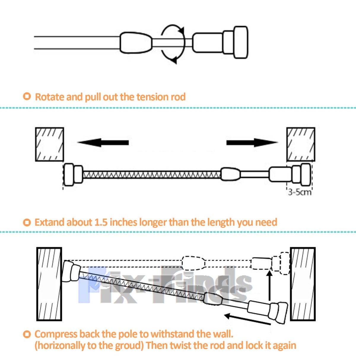 2Pack Heavy Duty Tension Rod 23-43Inches No Drill for Window Bathroom Shower New