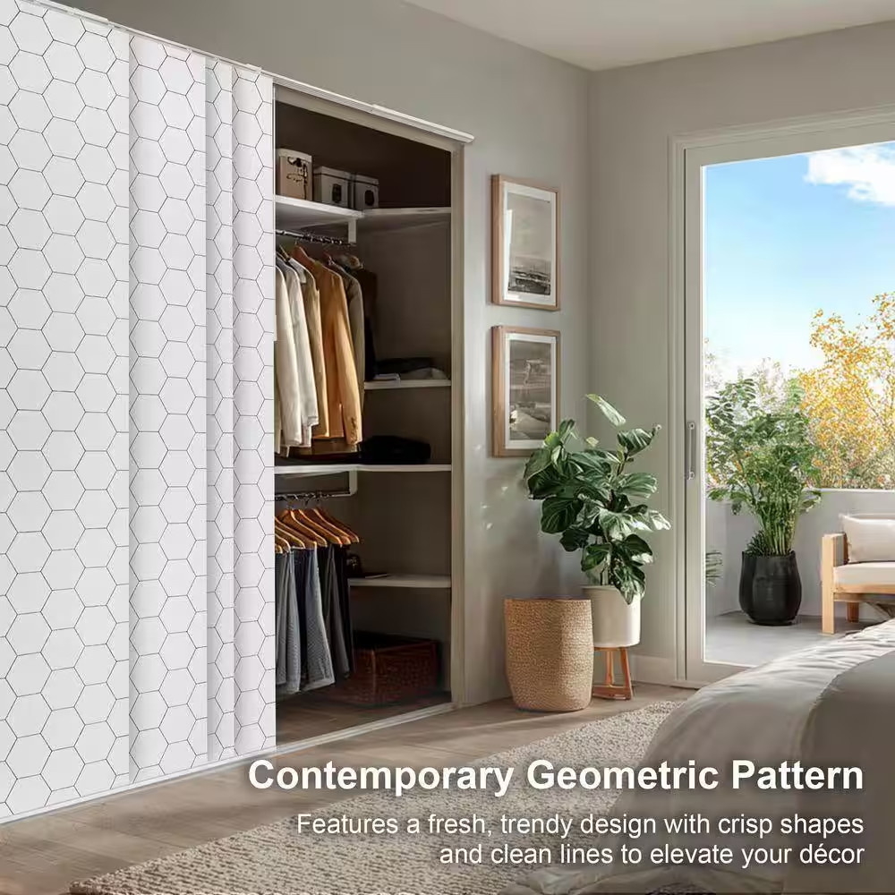 Hexagon Cordless Light Filtering Adjustable Sliding Panel Track Blind with 23 In