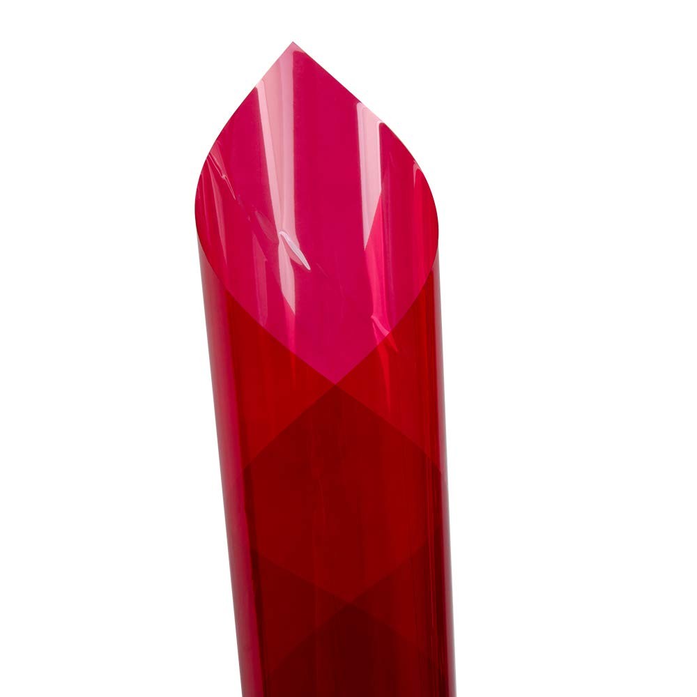 HOHOFILM Transparent Colored Window Decorative Film 17.7″x78.7″, Rose Red