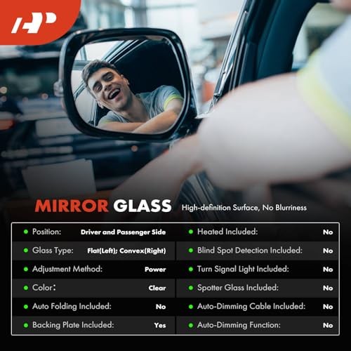 2-PC Driver and Passenger Side Heated Mirror Glass with Backing Plate
