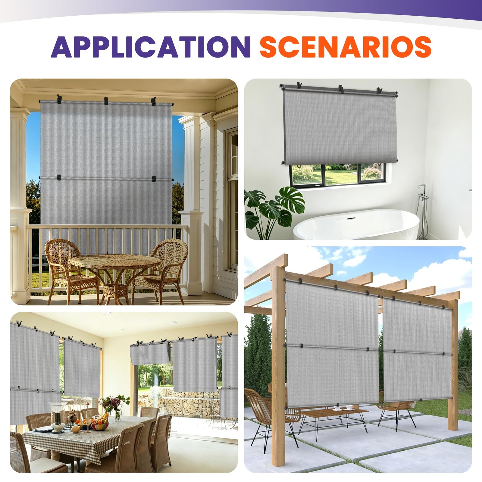 PATIOBREEZE 4’Wx6’H Outdoor Roller Shade Patio Cordless Blinds Roll Up Shade …