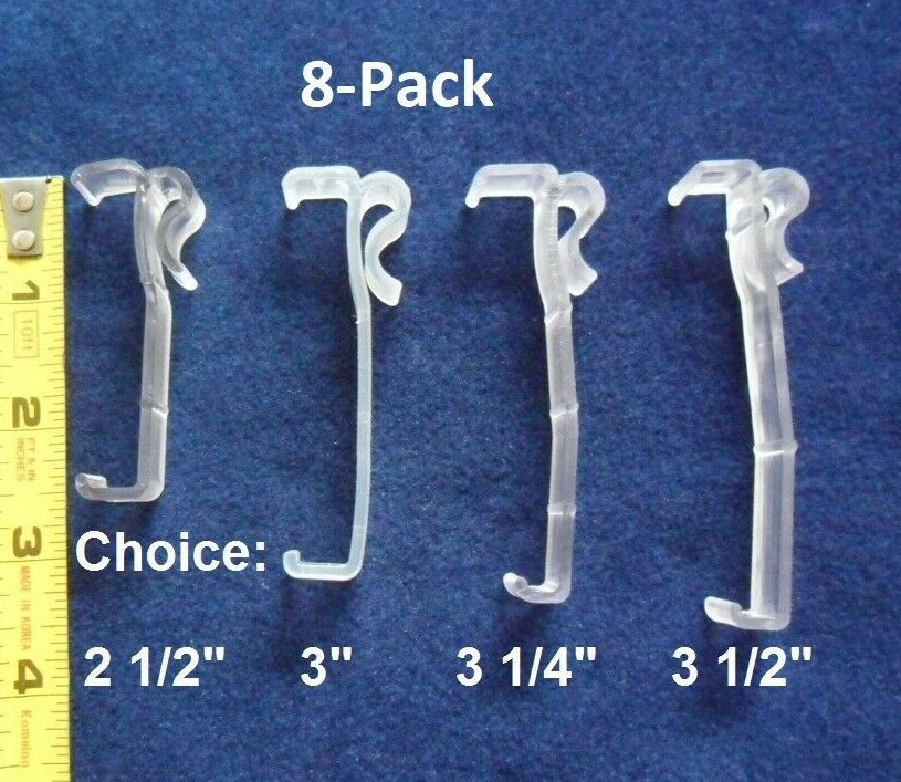 8-Pack 2 1/2″ 3″ 3 1/4″ or 3 1/2″ Valance Clips For Faux & Wood Venetian Blinds