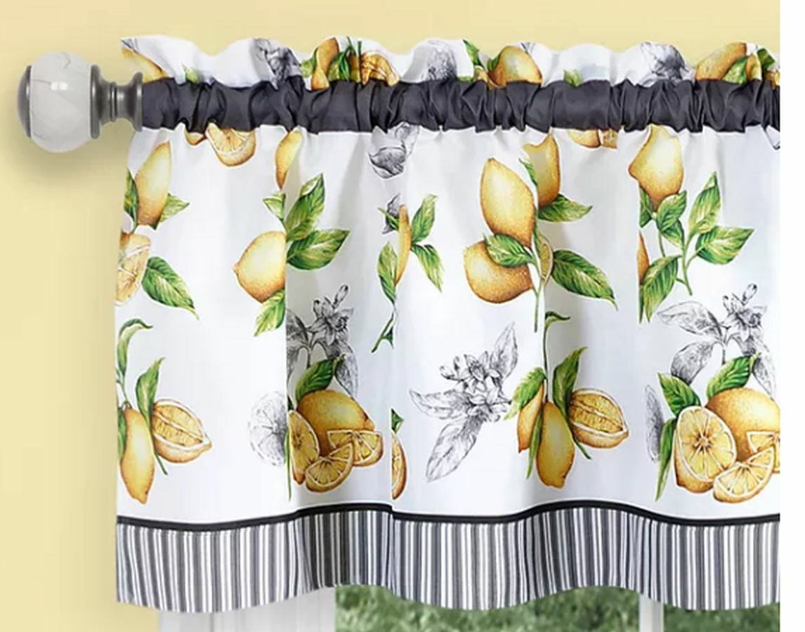 3 Pc Kitchen Curtains Set:2 Tiers (58″x36″) & Swag (58″x14″) LEMON DROP, Achim